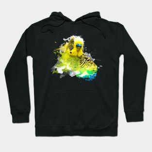 Aquarell Watercolor Splatter Budgie Parakeet Parrot Hoodie